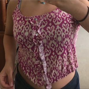 Violet and cream mid-length tank top